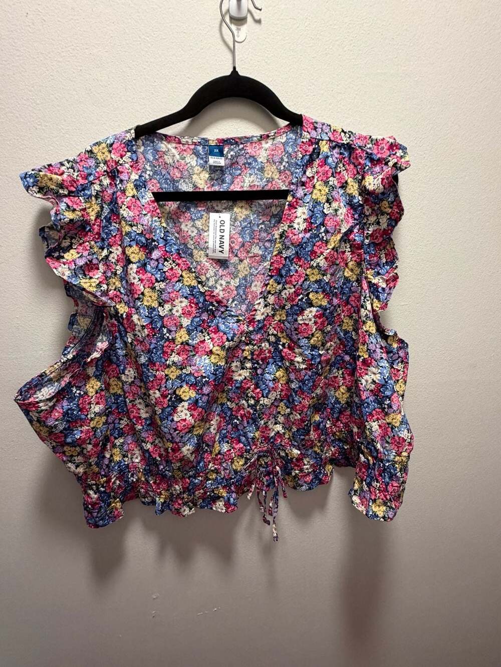 Old Navy Plus Size Flutter-Sleeve Floral Tie-Front Blouse 3X